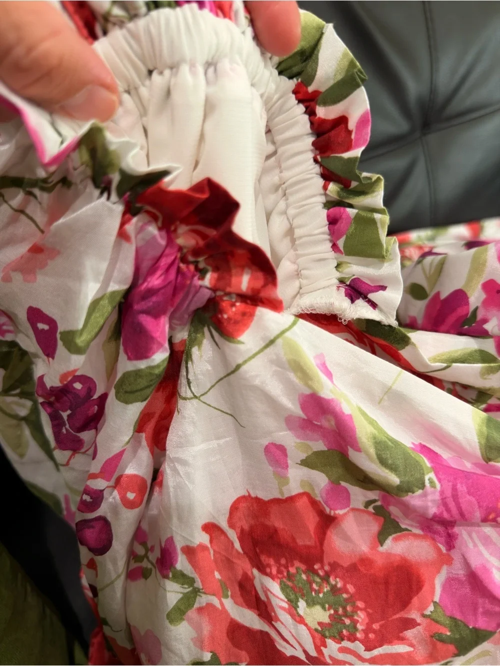 Abercrombie & Fitch Drama Puff Sleeve Maxi Dress in a vibrant red & pink floral